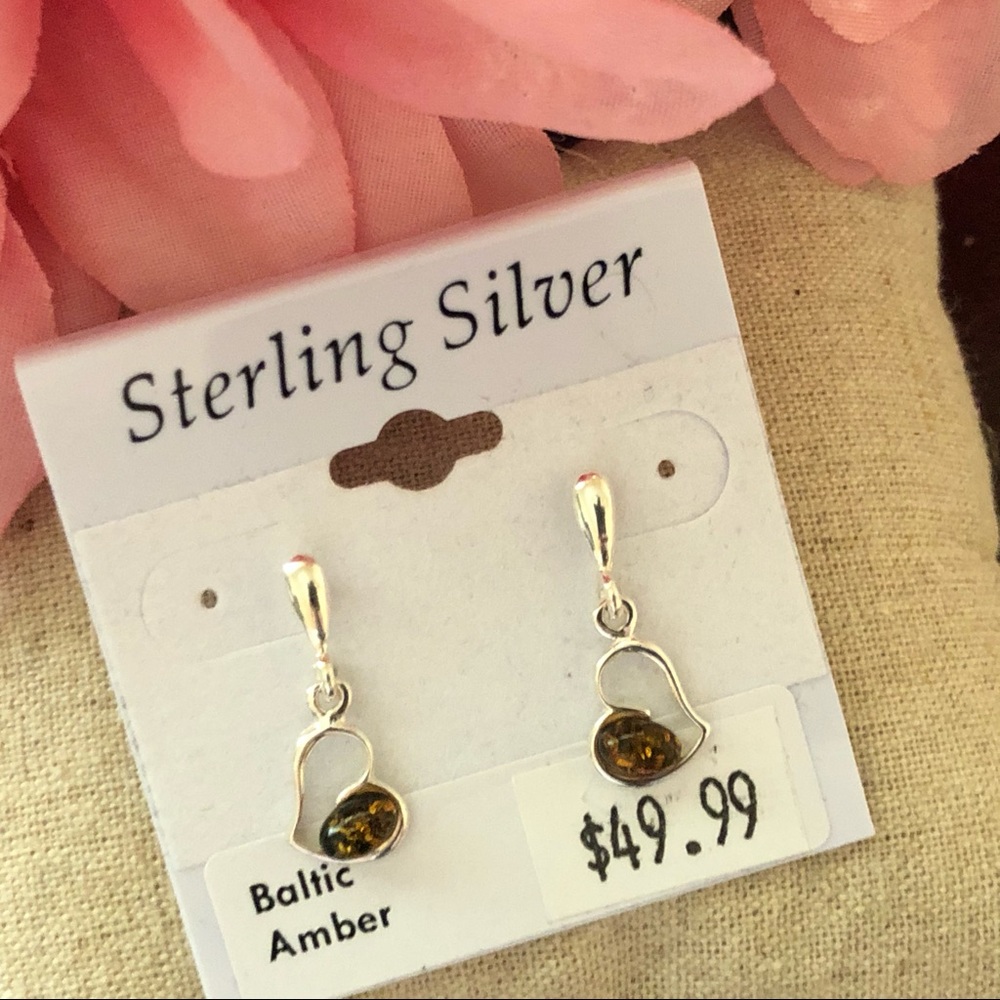 NWT Baltic Dark Amber Sterling Silver Earr…